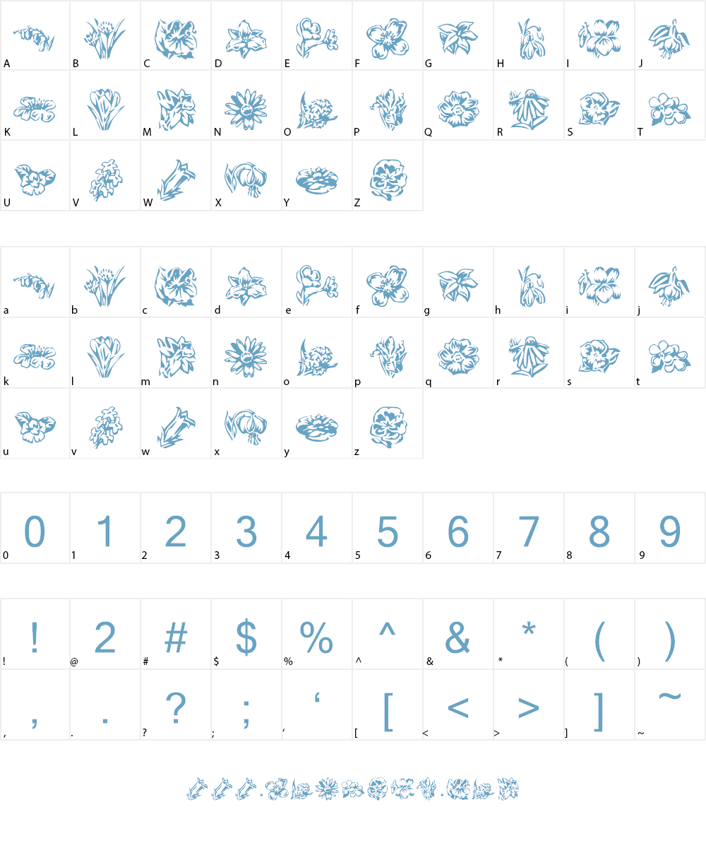KR Beautiful Flowers 2 Font Character